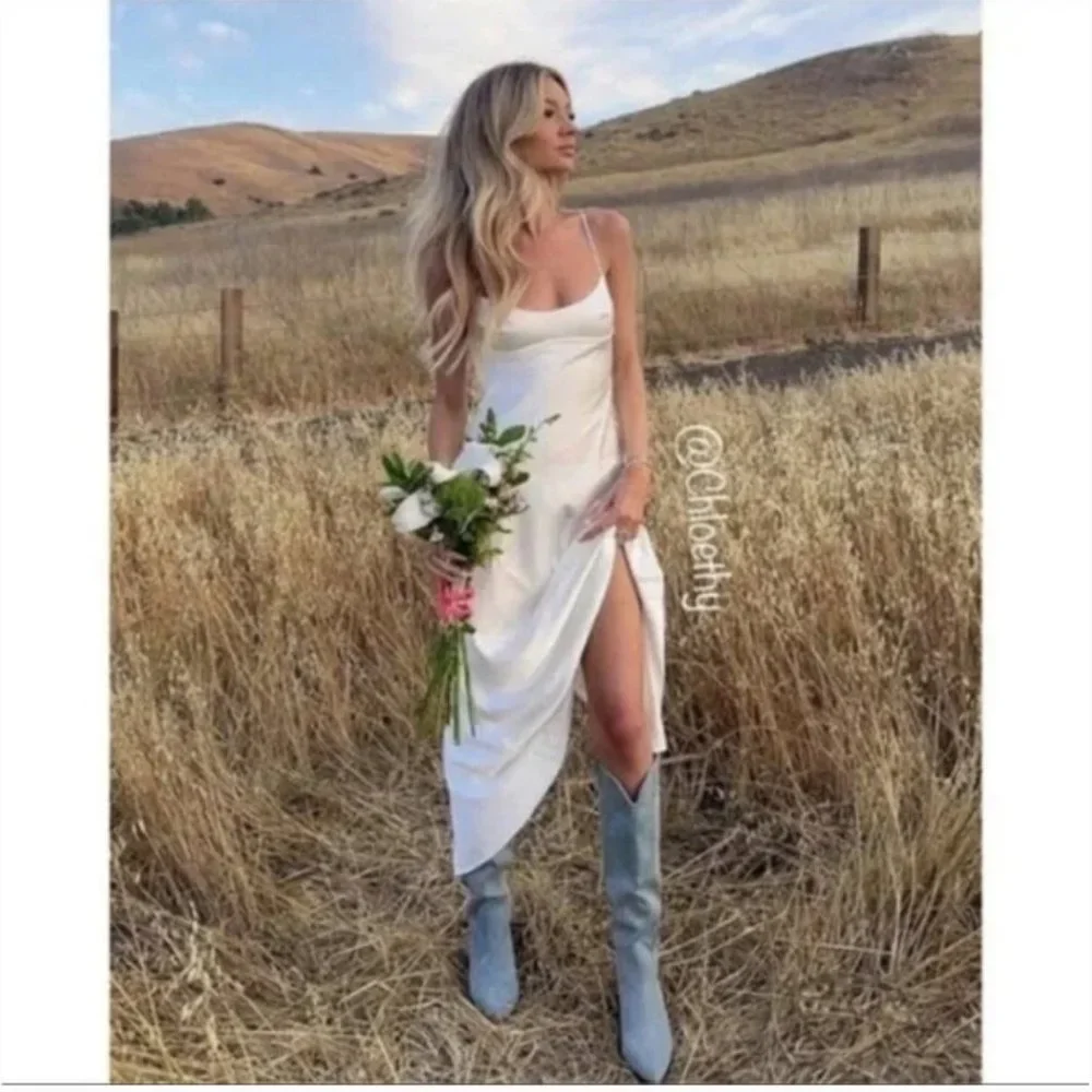 ZARA WHITE SATIN EFFECT CUT OUT BACK MIDI MAXI SLIP DRESS_12